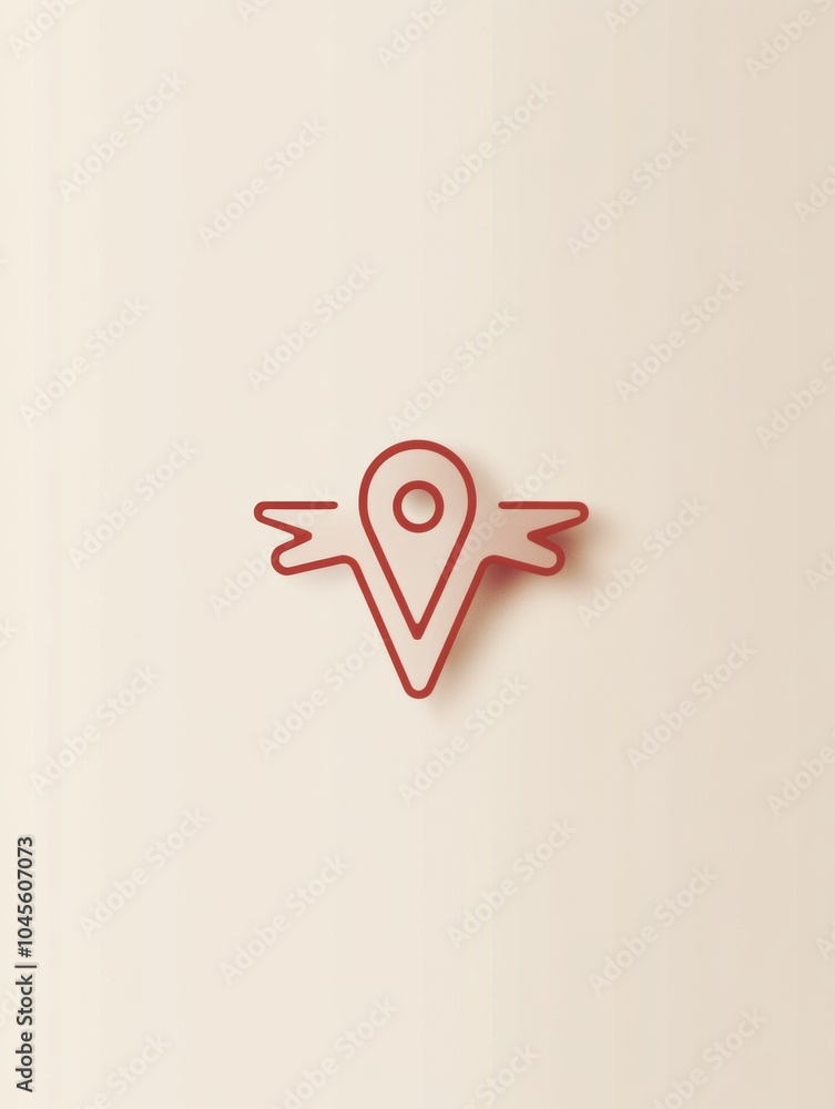 Poster an airplane graphic approaches a map pin icon, illustrating travel and exploration to various destin