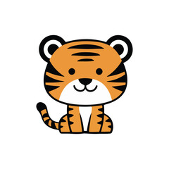 Cute Tiger Vector Illustration in Cartoon Style - Fun and Playful Animal Design