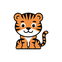 Cute Tiger Vector Illustration in Cartoon Style - Fun and Playful Animal Design