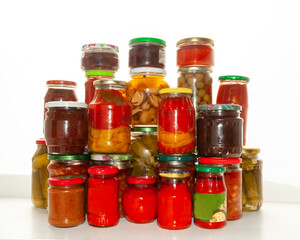 Pyramid of home preservation of summer vegetables and fruits