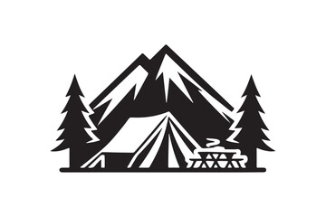 Fototapeta premium Camping Tent silhouette vector illustration, Camping Tent silhouette vector