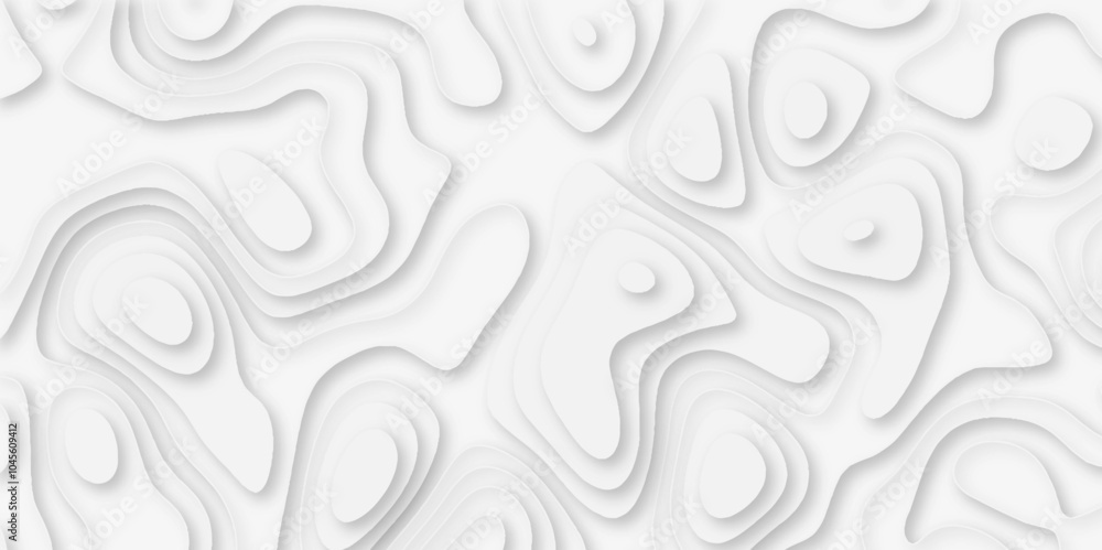 Fototapete abstract wavy line 3d papercut layers background vector minimal topography, light element shadow lan