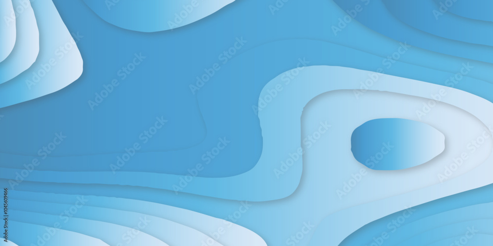 Fototapete abstract wavy line 3d papercut layers background vector minimal topography, light element shadow lan