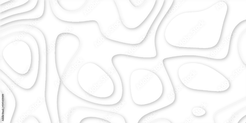 Fototapete abstract wavy line 3d papercut layers background vector minimal topography, light element shadow lan