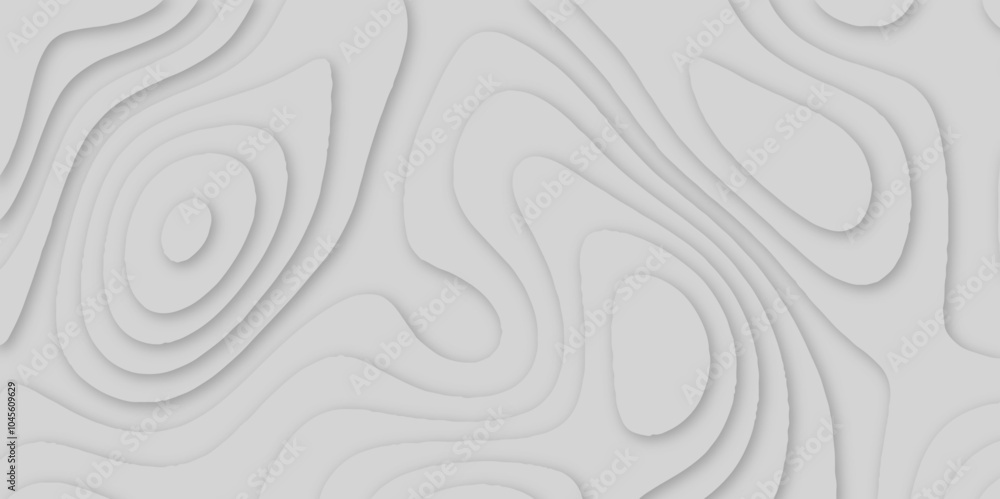 Fototapete abstract wavy line 3d papercut layers background vector minimal topography, light element shadow lan