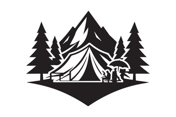 Camping Tent silhouette vector illustration, Camping Tent silhouette vector