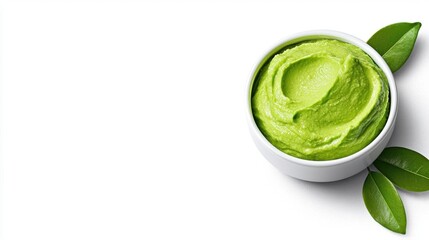 Obraz premium A photostock of a bowl of guacamole, white background, clean and natural