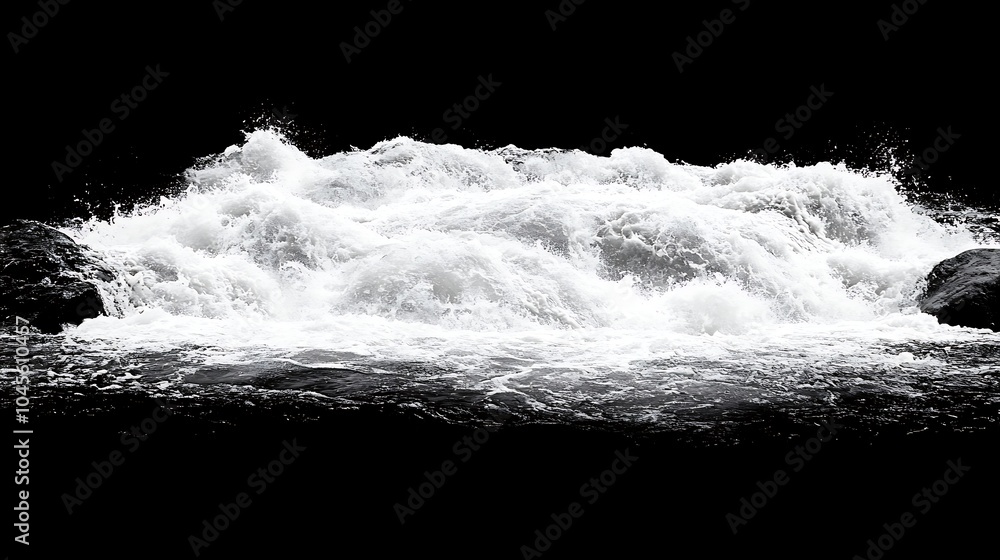 Poster isolated river splashes in motion against dark background