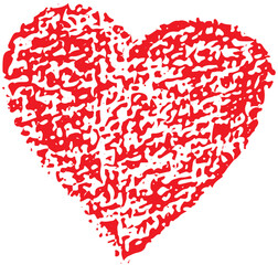 Hand drawn Valentines heart with chalk, crayon, lipstick grunge texture for decoration template wedding greeting card, invitation, banner, menu.