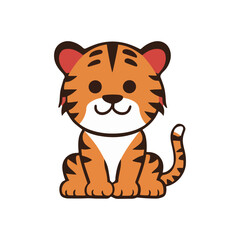 Cute Tiger Vector Illustration in Cartoon Style - Fun and Playful Animal Design
