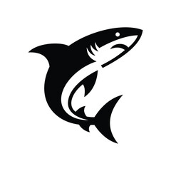 Shark vector icon silhouette on white background. Shark logo icon design template. Shark flat vector illustration
