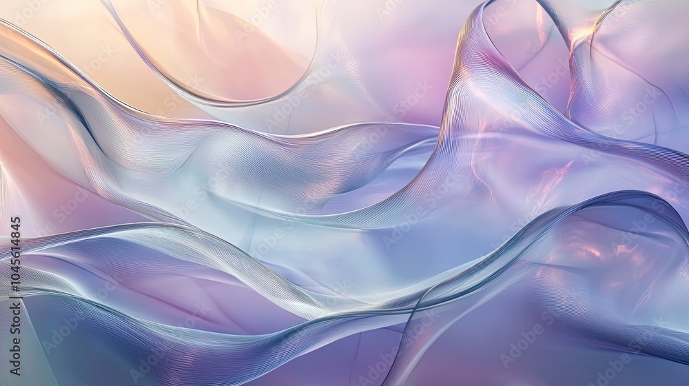 Poster wavy glass shapes with subtle gradients of color, creating an ethereal and flowing backdrop for crea