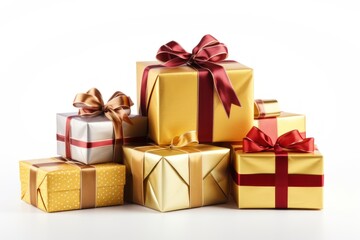 Gifts boxes new year white background celebration anniversary.