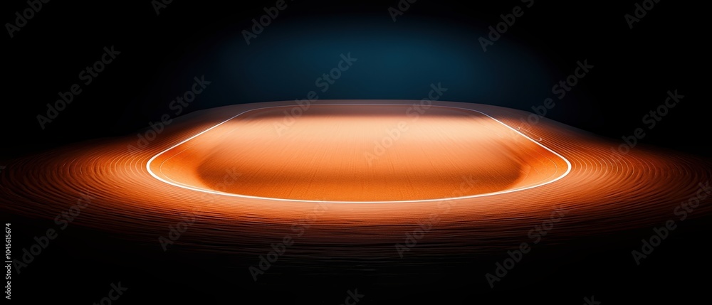 Poster abstract glowing orange shape on dark background, creating a mesmerizing visual effect.