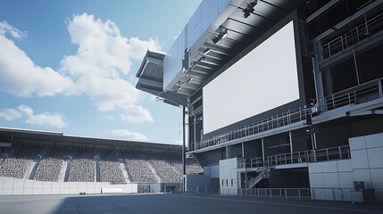Naklejka premium Large White Billboard in Outdoor Stadium Setting