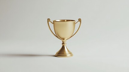 Minimalistic Golden Trophy Icon on White Background