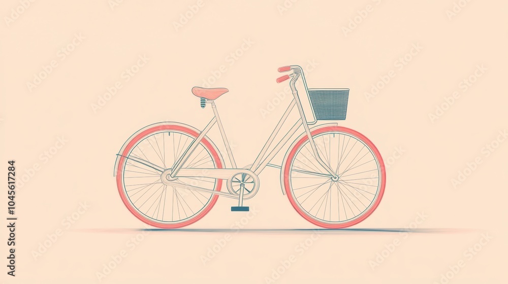 Poster this piece features a minimalistic bicycle with a basket, showcasing sleek lines that represent eco-
