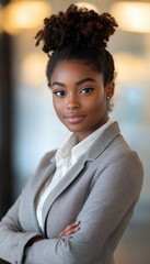African American well-groomed youth, dynamic youth leader focused and looking ahead 
