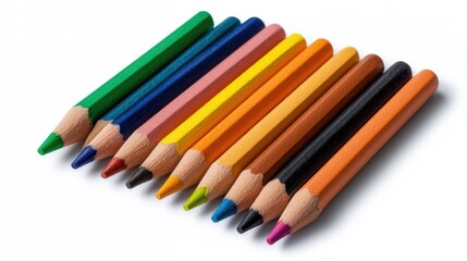 Fototapeta premium A photostock of a box of crayons, white background, school theme