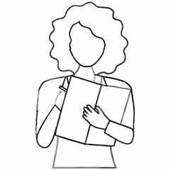 Businesswoman holding a folder, writing.