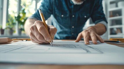 The art of architectural design a close-up of drafting and planning in the creative process