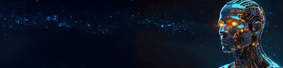 Futuristic Robot Head with Illuminated Features