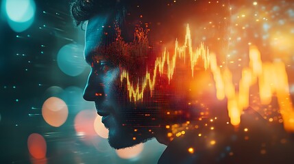 Business Trader with Market Trends Overlay