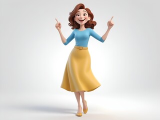 Naklejka premium 3d style a woman female in happy mood peoples feelings reaction