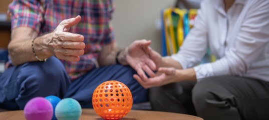 Rheumatologist Demonstrates Hand Exercises for Arthritis in a Therapy Room Setting
