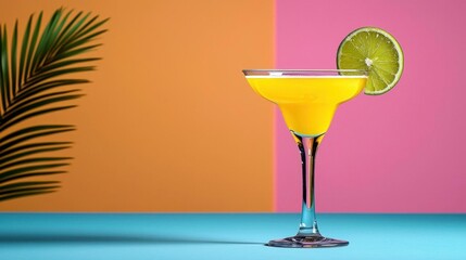 A photostock of a colorful margarita glass, white background