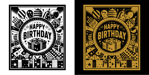 Obraz premium happy birthday card with confetti design