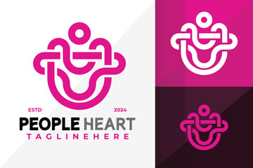 Letter U People Heart Logo Icon Vector Design. Creative simple logos designs illustration
