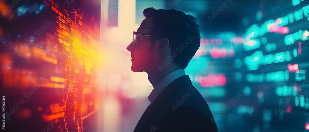 Aufkleber business trader analyzing market trends and data