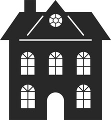 Stylized building illustration in Black.