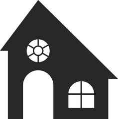 Stylized building illustration in Black.