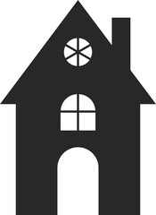 Stylized building illustration in Black.