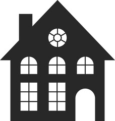 Stylized building illustration in Black.