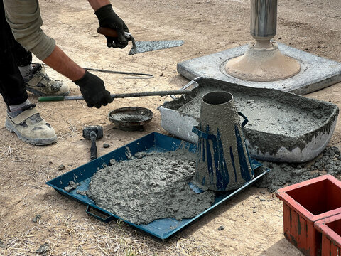 Concrete production, concrete quality sample purchase, slump experiment