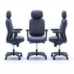 Fototapeta premium Ergonomic office chair design in multiple angles, white isolate background.