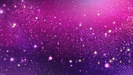 A vibrant cosmic background featuring shimmering stars and a blend of purple hues.
