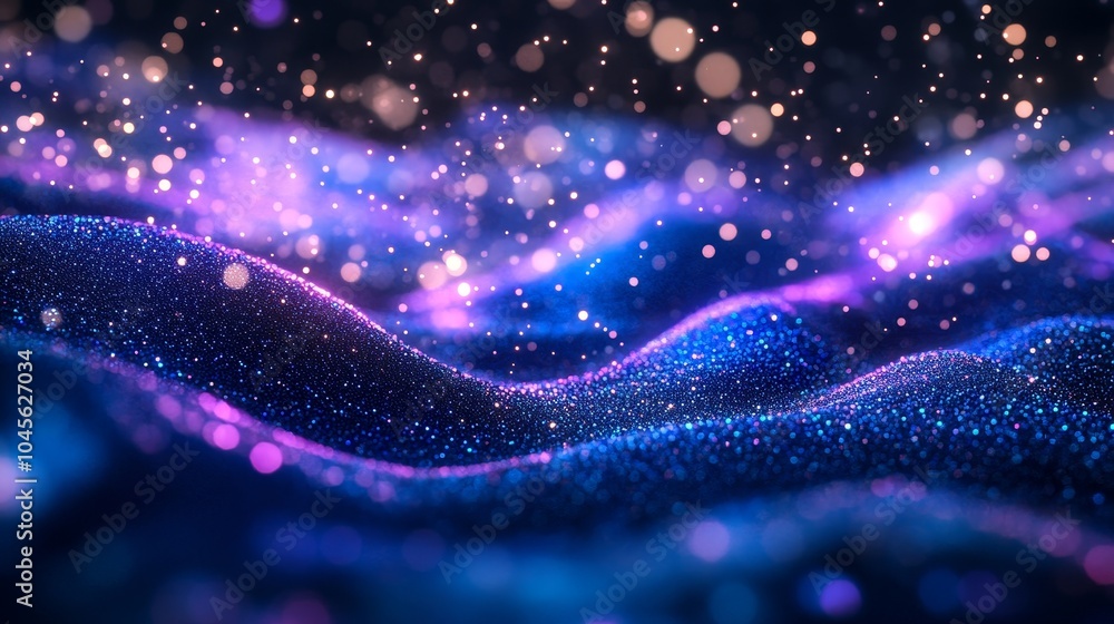 Poster this is an abstract wave on a dark background. particle network design. big data. bright abstract sh