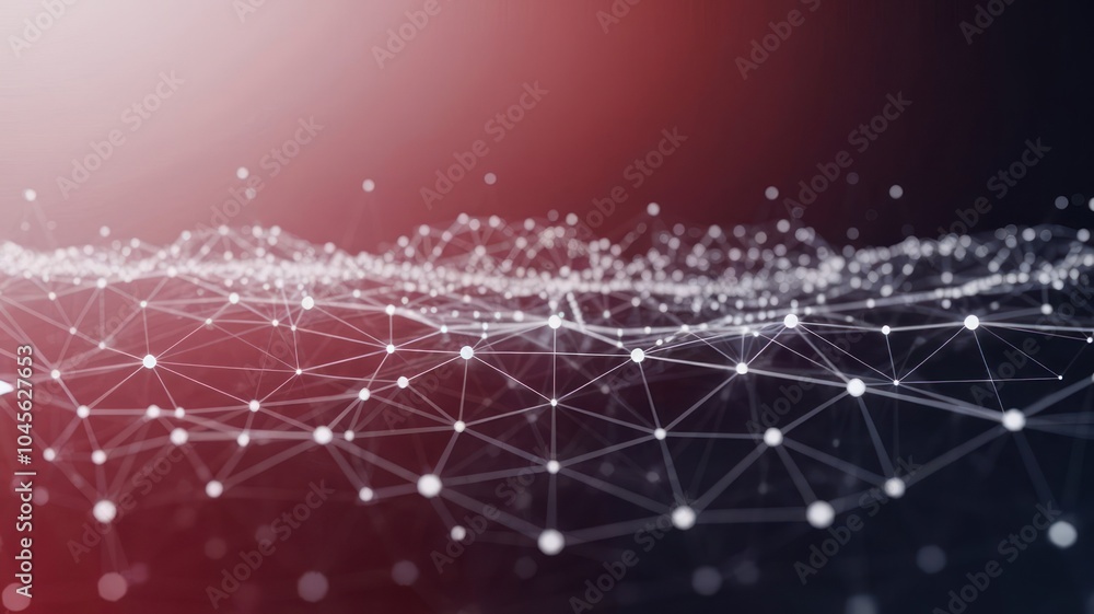 Poster a dynamic digital network of interconnected nodes and connections glowing on a dark background