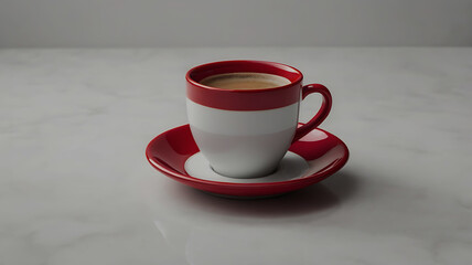Coffee cup and stylish and modern coffee packaging with or dark brown and a table with a pink background