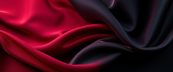 Obraz premium Luxurious Velvet and Silk Drapes in Midnight Hues Abstract Wallpaper for Digital Art with Copy Space