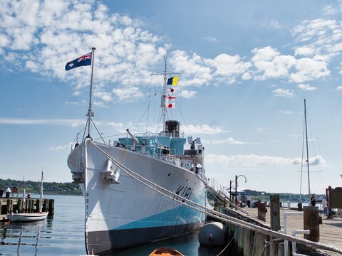Corvette HMCS Sackville, now a museum ship, docked in Halifax, Nova Scotia