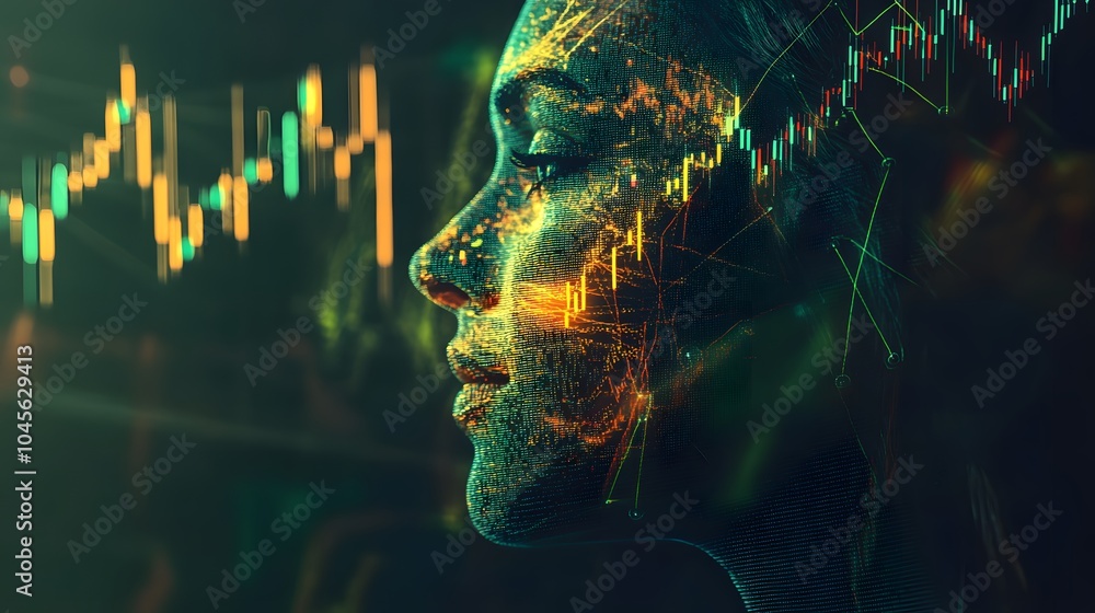 Aufkleber Business Trader with Digital Data Overlay