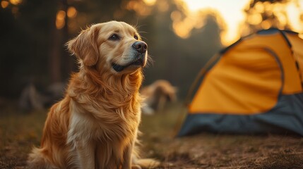 Obraz premium Pets with outdoor adventures, featuring hiking, camping, and exploring nature. Emphasizing adventurous and spirited nature. Ideal for adventure-themed social media posts and pet blogs.