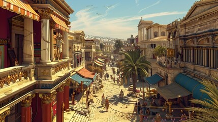 Reconstruction of a typical roman town during during Julius Caesar's era 