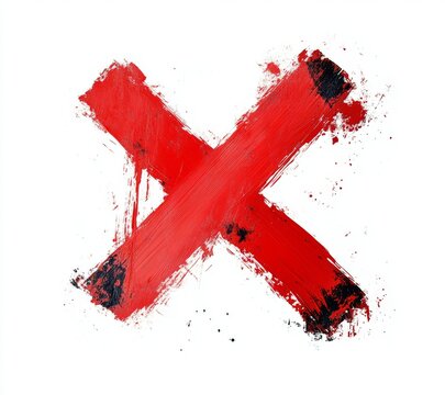 recommend clip art: A red X painted on a white background with a brushstroke texture.