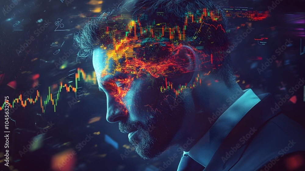 Aufkleber Business Trader with Data Visualization Concept